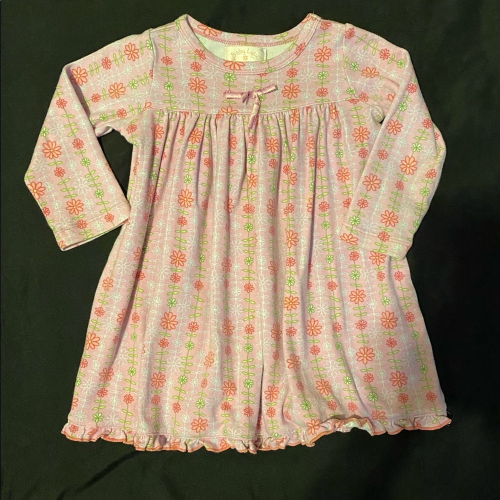 Baby Lulu 12 18 24 2 2T Dress Sampson Ditsy Mauve Green Pink Flower Jersey Knit